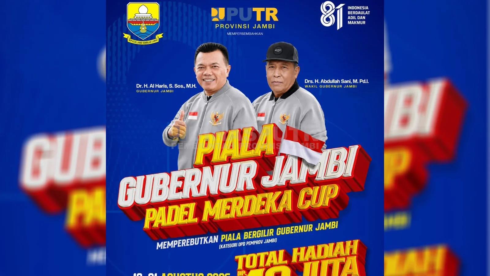 PUTR Provinsi Jambi Gelar Turnamen "Piala Gubernur Jambi Padel Merdeka Cup" dalam Rangka Memeriahkan HUT ke-81 Kemerdekaan RI